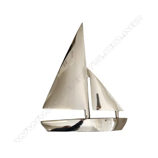 NAUTICAL SAILBOAT SCULPTURE IN NICKEL FINISH 510 x 370 mm