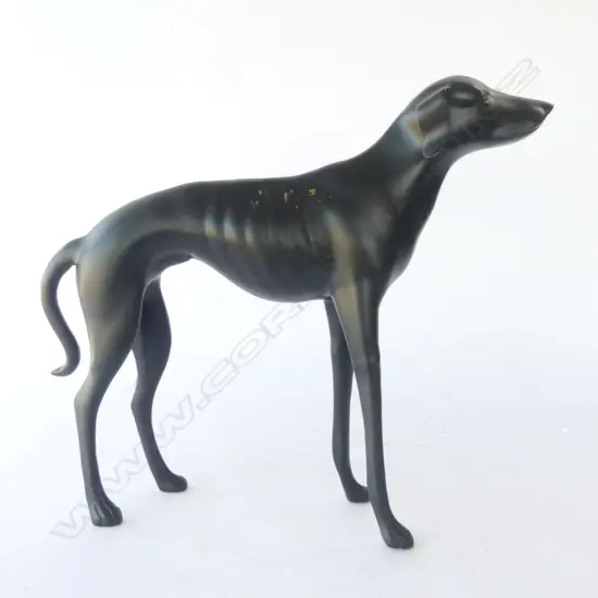 EBONISED BRASS DOG SCULPTURE H.370mm