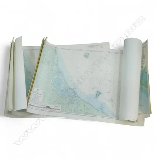 13 ASST. HYDROGRAPHIC CHARTS OF TAURANGA PUBLISHED by R.N.Z. NAVY 720x1090mm