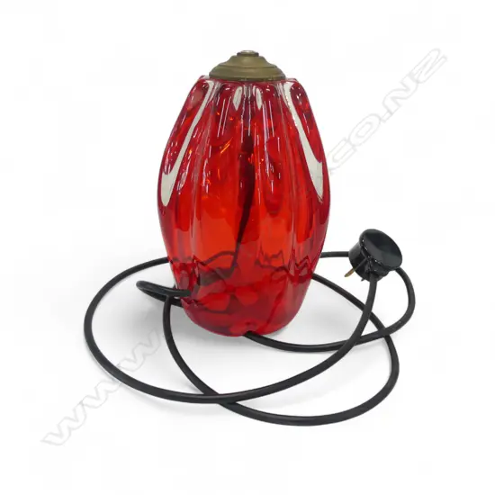 RED ART GLASS LIGHT FITTING H.200mm