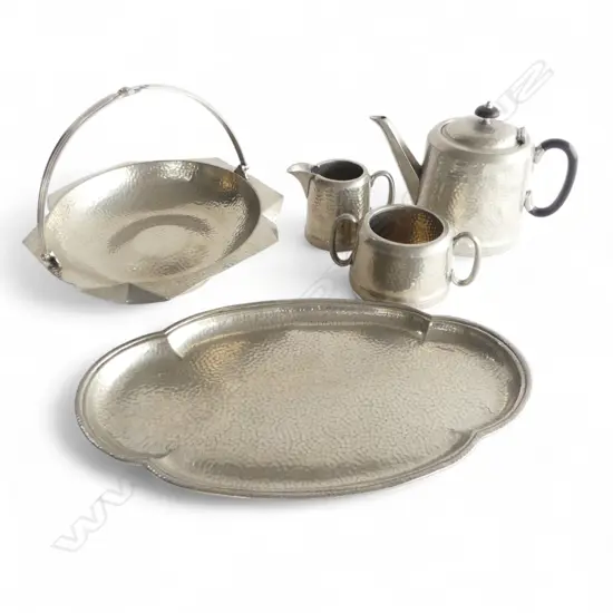 5 PCE PEWTER TEA SET W.380mm