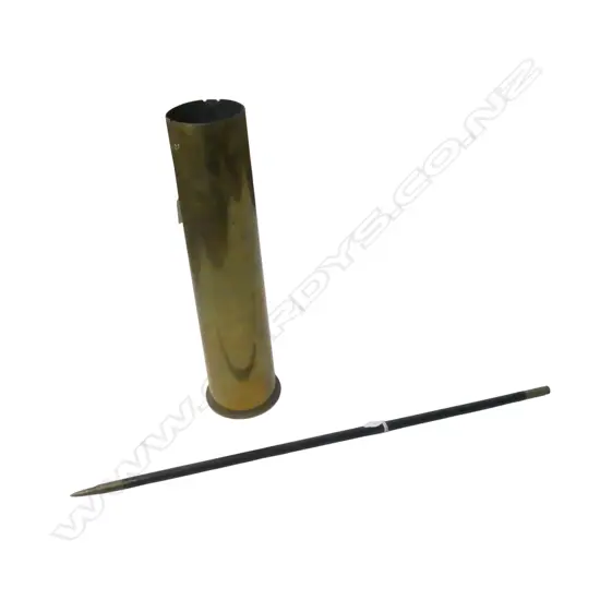 WW2 1941 BRASS SHELL CASING H390 & SHELL TIPPED SWAGGER STICK L620MM