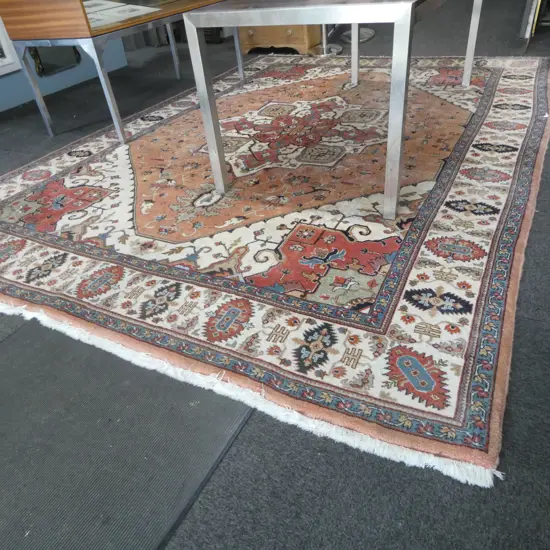 LARGE PERSIAN CARPET PINKS BLUE & IVORY COLOURS L3720 W2650MM