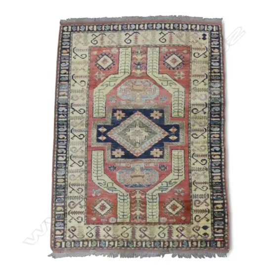 HAND KNOTTED ALL WOOL RUG 1300x980mm