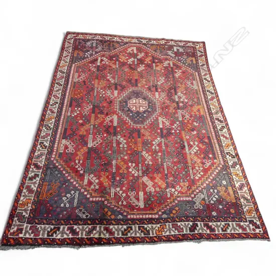 PERSIAN HAND KNOTTED ALL WOOL SHIRAZ RUG 2950x190mm