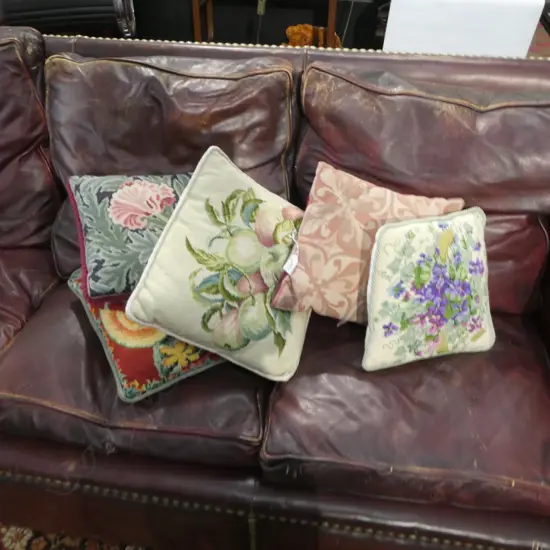 5 NEEDLEWORK PILLOWS 