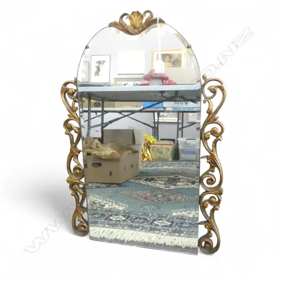 VINTAGE PIECED FRAMED BEVALED GLASS WALL MIRROR H750 L500MM
