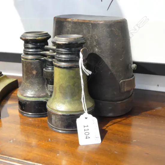 CASED PR ANTIQUE DOLLONDS OF LONDON EBONIZED BRASS BINOCULARS H125MM