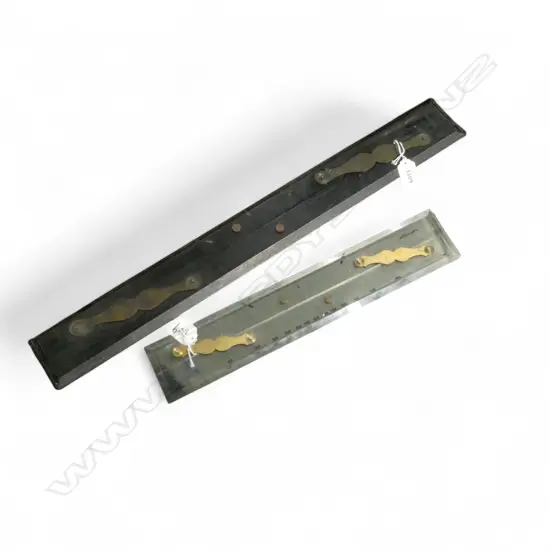 2 VINTAGE ARCHITECT SLIDES ROSEWOOD L600MM PERSPEX L380MM