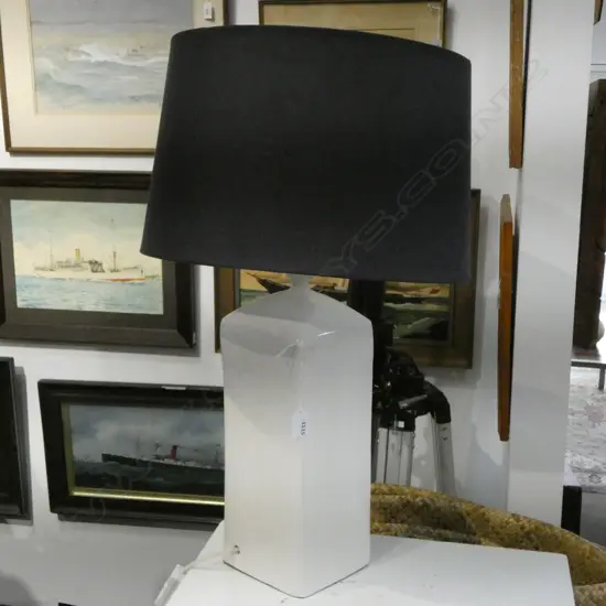TABLE LAMP; WHITE BASE BY IAN FOOT (MORRIS & JAMES) H.700mm shade AF