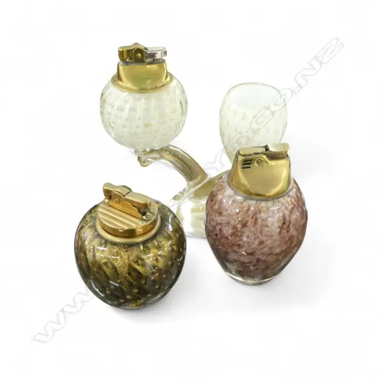 3 MURANO GLASS TABLE LIGHTERS H.160mm
