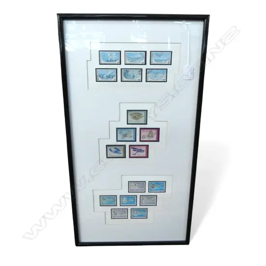 FRAMED STAMPS; EARLY FLIGHT 665x350mm