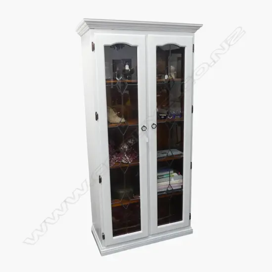 MODERN WHITE PAINTED PINE DISPLAY CABINET 950x450x1870mm
