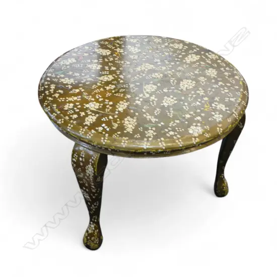 VINTAGE HAND PAINTED INDIAN SIDE TABLE Dia.510 H.370mm