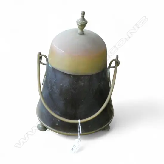 ANTIQUE BRASS DUTCH SWING HANDLED LIDDED ICE BUCKET H380MM