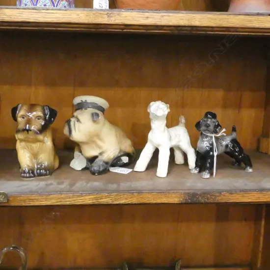 PACK OF 4 VINTAGE ORN DOGS CHIPS TO BULLDOG H120MM