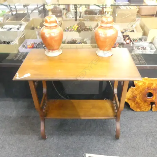 EDWARDIAN MAHOGANY SIDETABLE ON CASTERS H680 L760MM