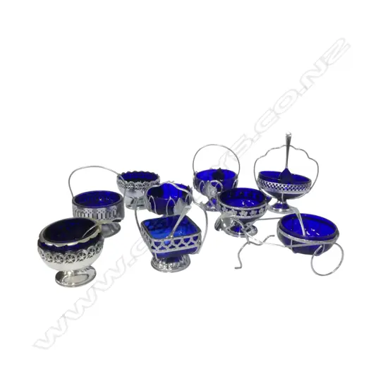 BLUE GLASS JAM DISHES ASST