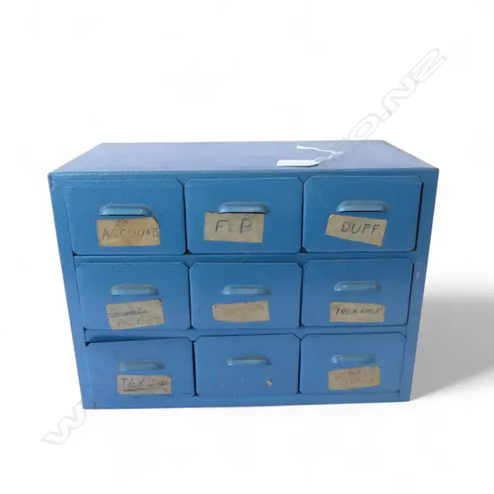    VINTAGE INDUSTRIAL ENAMEL PARTS DRAWERS H240x330mm