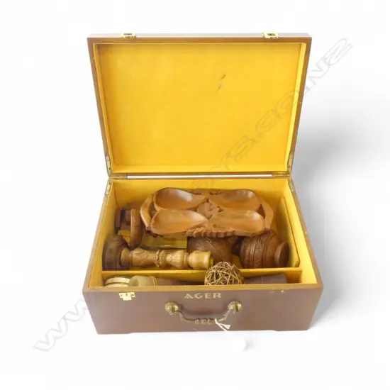  WOODEN BOX +  CONTENTS 