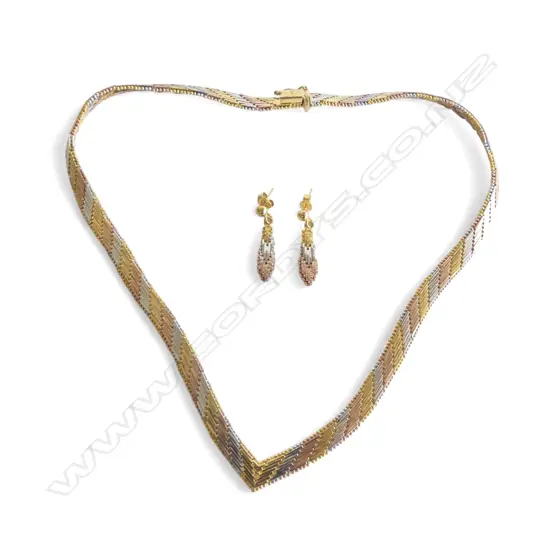 925 SILVER GILT NECKLACE & EARRINGS SET