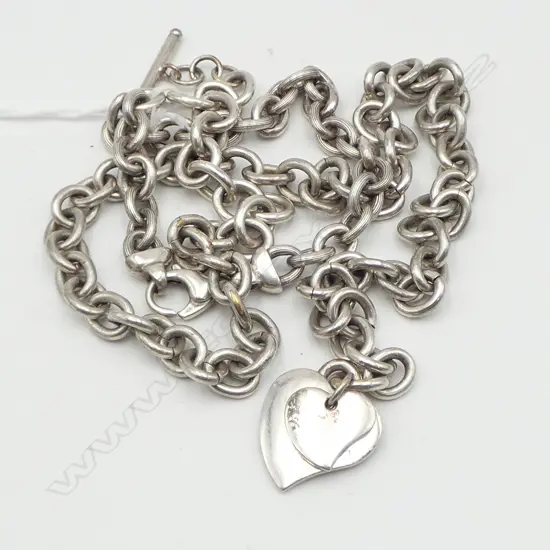 SILVER BRACELET (Italian) 15.5gms + SILVER plate CHAIN L.520mm with silver heart pendants