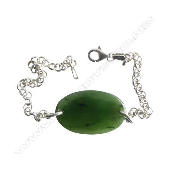 GREENSTONE PENDANT ON STG SILVER BRACELET L.185mm