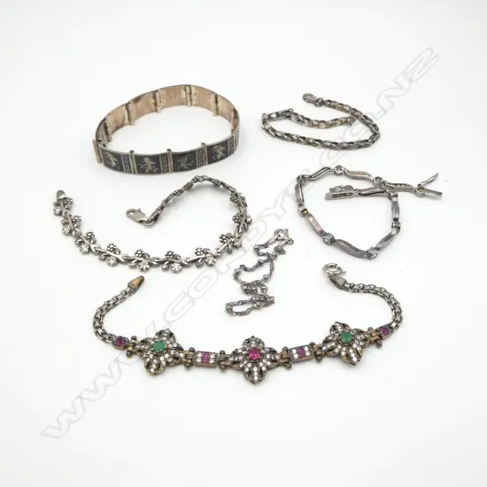 6 SILVER BRACELETS some w CZs