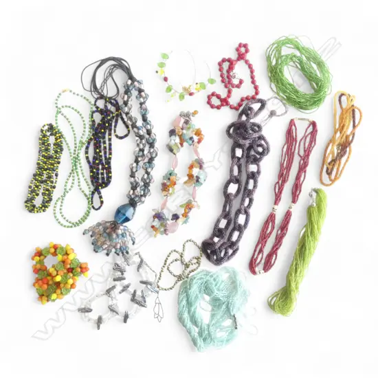 BEAD NECKLACES, GLASS, RED CORAL ETC