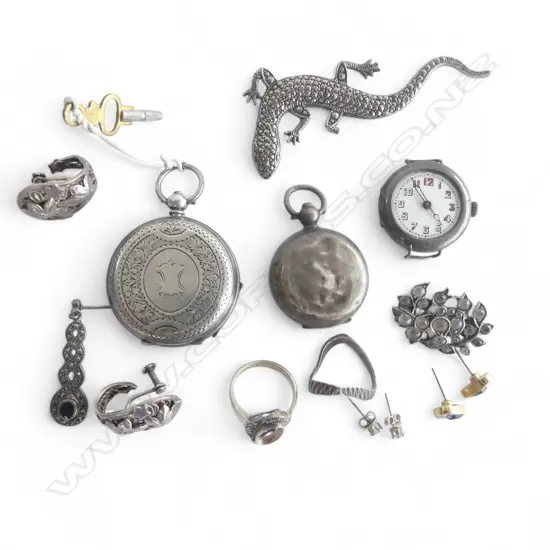 ASST SILVER & OTHER JEWELLERY + WATCHES. Some faults