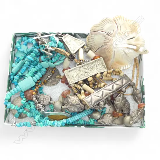 3 PCS ETHNIC JEWELLERY & 2 TURQUOISE STYLE PCS