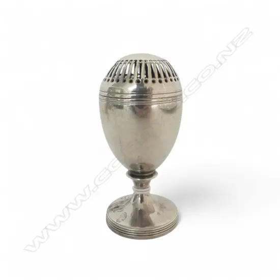 GEORGE III SILVER LONDON 1799 SMALL PEDESTAL PEPPERETE gilded interior reeded foot  51.6gms