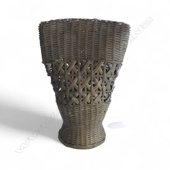 JAPANESE LATE MEIJI WOVEN COPPER HANAKAGO BASKET H.220mm