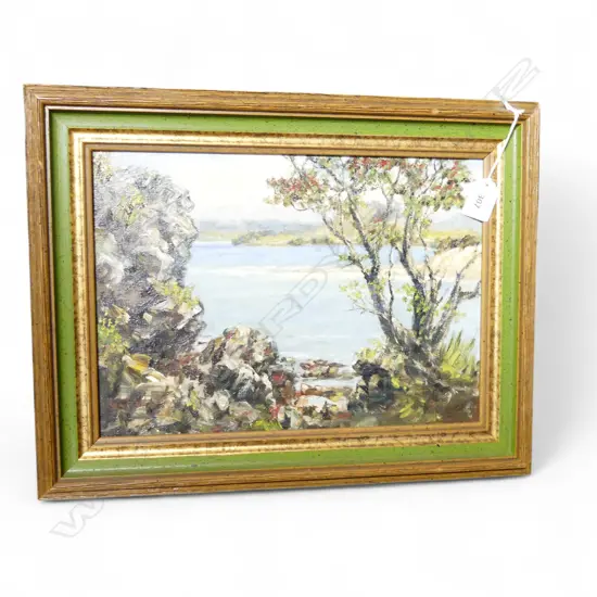 OIL ON BOARD COASTAL SCENE GE WOOLLEY H240 W330MM