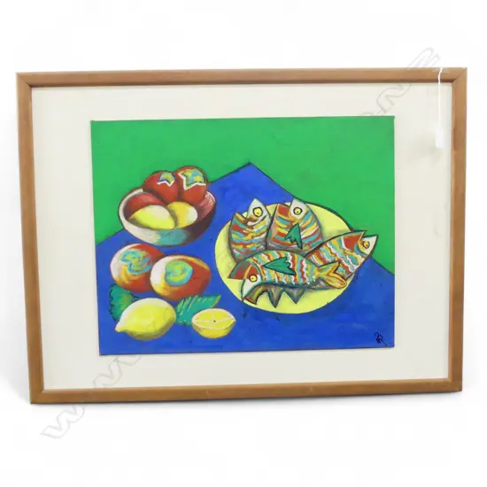 OIL ON BOARD STILL LIFE ABSTRACT SIGNED WITH INITLES H350 W460MM