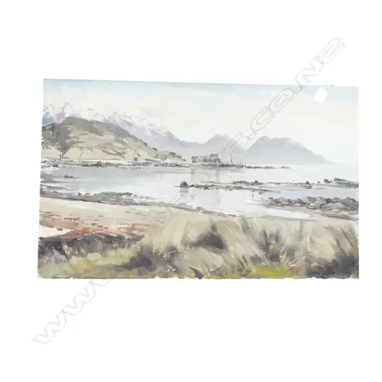 ASTON GREATHEAD, ARMERS BEACH KAIKOURA, OIL ON BOARD, UNFRAMED 460x740mm