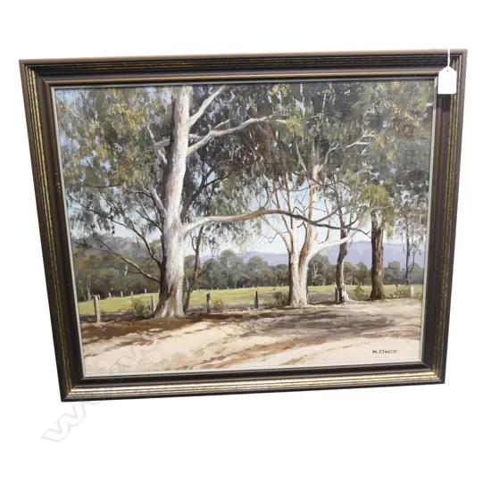 HARRY EMMETT (AUSTRALIA 1900-79) 'ROAD TO HARTLEY VALE' OIL ON BOARD 440x540mm