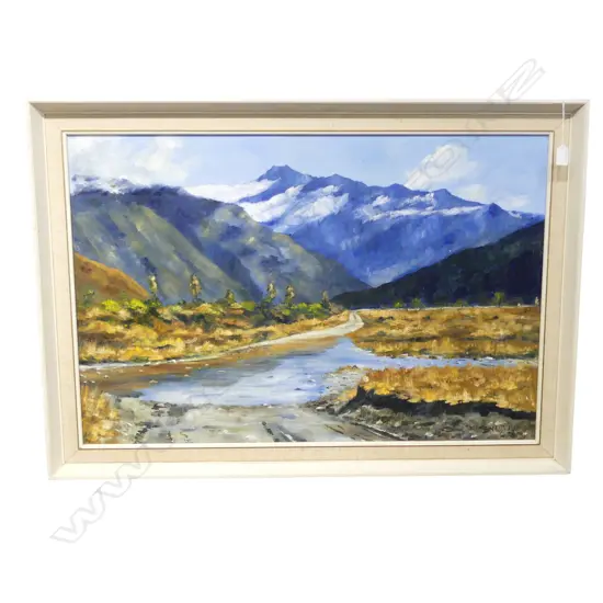   NZ OIL ON BOARD  “MT AVALANCHE” VIEW FROM MATUKITUKI VALLEY BY MARY WRIGHT  890x590mm