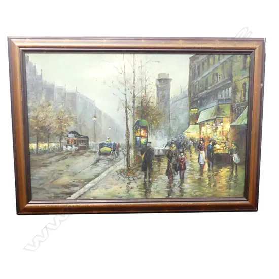 EUROPEAN STREET SCENE, ACRYLIC ON CANVAS 610x910mm