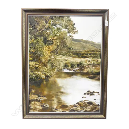 JUDITH MORETON 'COLVILLE STREAM' OIL ON BOARD '83 585x435mm
