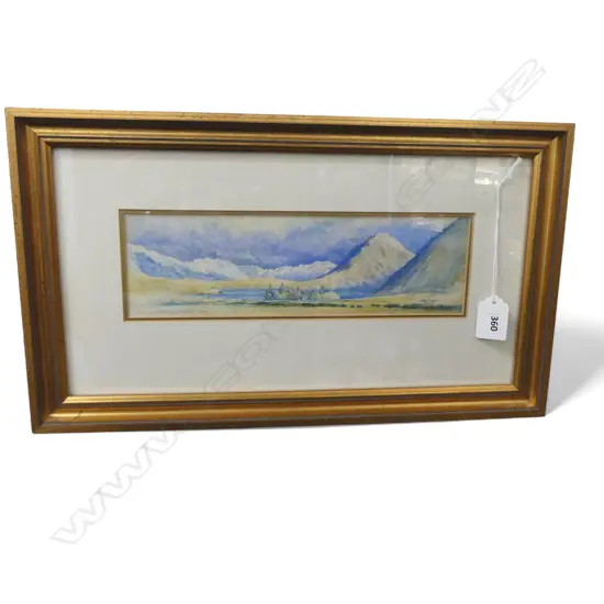 NORMAN PRESCOTT-DAVIES (1862–1915), SCOTTISH LOCH & MOUNTAINS, WC 1888 80x265mm 