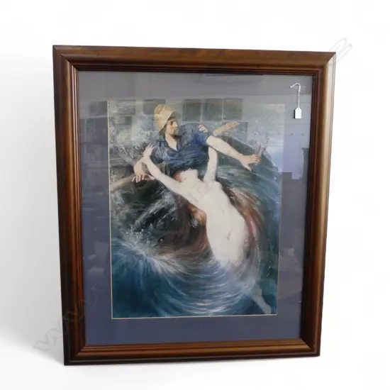 KNUT EKWALL (SWEDISH) 'THE FISHERMAN & THE SIREN' PRINT 750x590mm