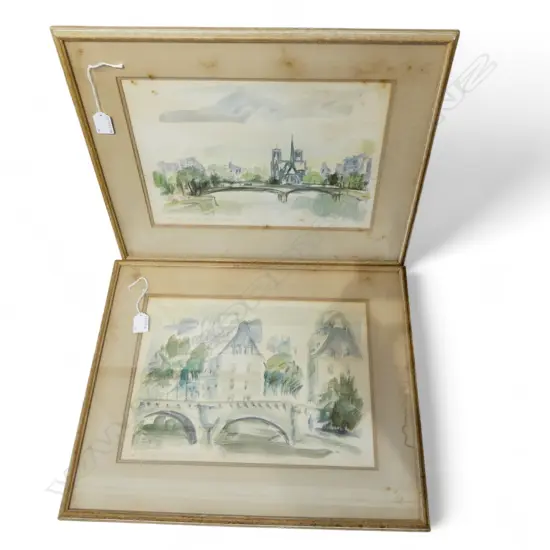 PR VINTAGE W/CS PARIS SCENES INITALED DKM H270 L370MM SOME FOXING