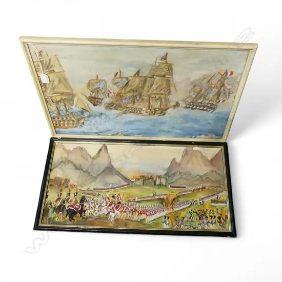 2 ARTWORKS BY PURCELL NAPOLIONIC WAR SCENES H200 W630MM