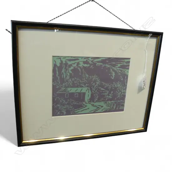 OWEN R. LEE (NZ 1918-2002), LANDSCAPE LINOCUT FROM NZ ARTS YEAR BOOK 1948 150x200mm