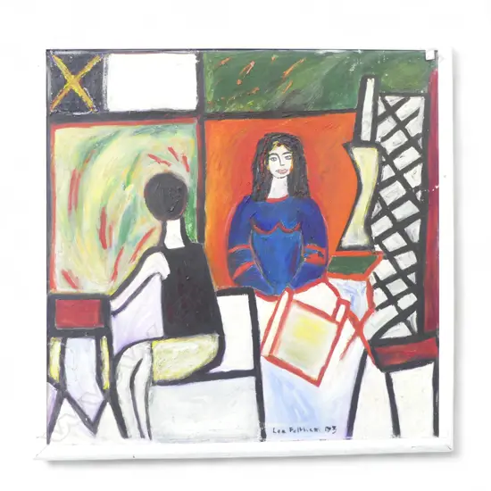 LEE FELTHAM,THE PIANO, ACRYLIC ON BOARD, FRAMED (DAMAGED),1180 X 1170 MM, provenance below