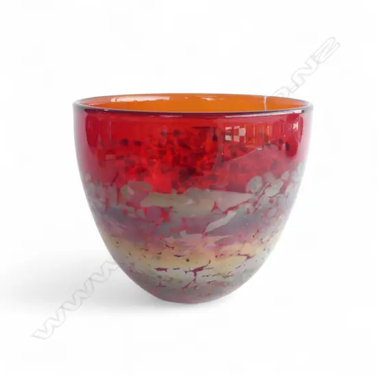 LYNDEN OVER LAVA GLASS BOWL, SIGNED & DATED '04 H.175mm