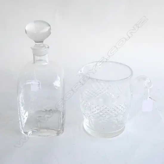DARTINGTON CRYSTAL DECANTER, H.270mm & CRYSTAL JUG, H.160mm