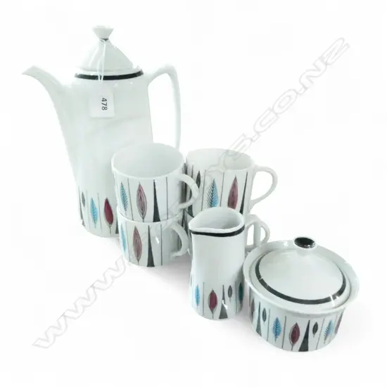 RORSTRAND SWEDEN 'TANGO' COFFEE SERVICE small chip to cup