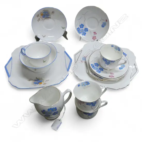 2 PART SHELLEY CHINA PART TEASETS CAKE PLATE 3CSPS & JUG CAKE PLATE C/S & SUGAR BOWL